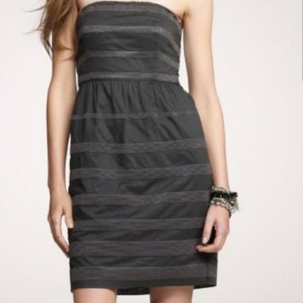 Vintage J. Crew Y2K strapless grey Ginny Rugby dress